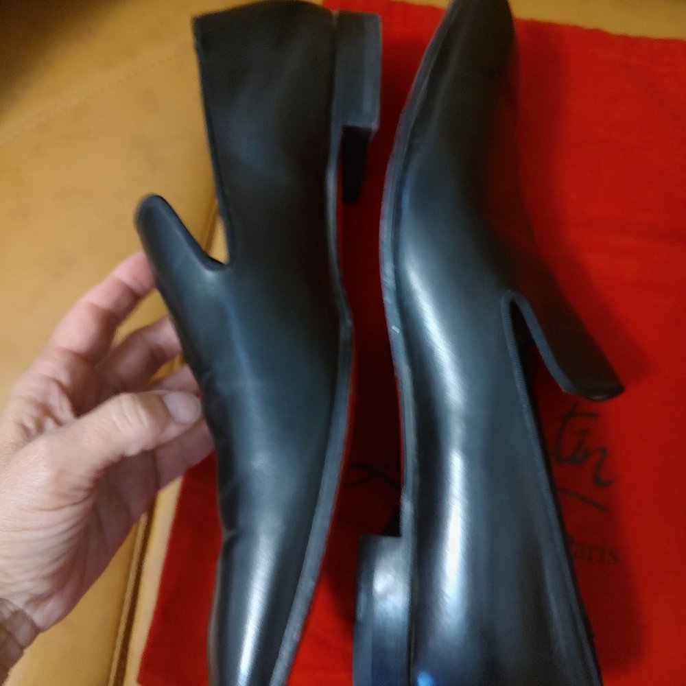 Christian Louboutin men black dress shoe loafer  47